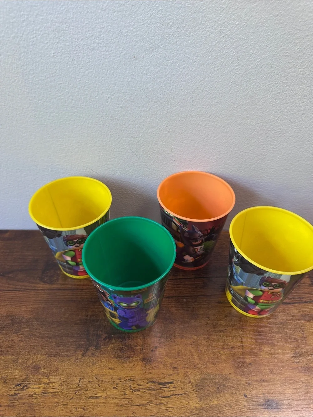 2017 McDonalds Happy Meal Lego Batman Movie Plastic Cups Lot of 4 Robin Riddler